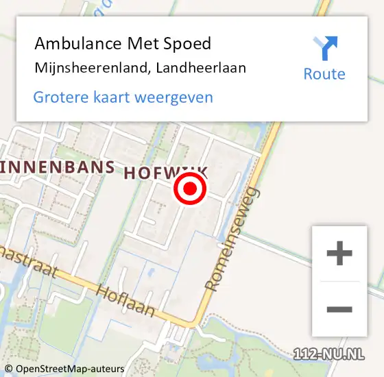 Locatie op kaart van de 112 melding: Ambulance Met Spoed Naar Mijnsheerenland, Landheerlaan op 4 januari 2022 16:50