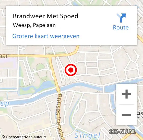 Locatie op kaart van de 112 melding: Brandweer Met Spoed Naar Weesp, Papelaan op 4 januari 2022 17:00