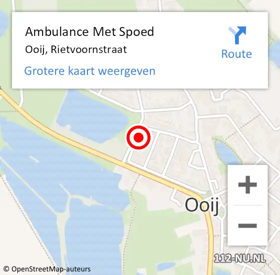 Locatie op kaart van de 112 melding: Ambulance Met Spoed Naar Ooij, Rietvoornstraat op 4 januari 2022 17:01