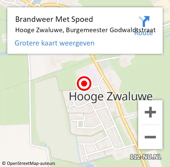 Locatie op kaart van de 112 melding: Brandweer Met Spoed Naar Hooge Zwaluwe, Burgemeester Godwaldtstraat op 4 januari 2022 17:09