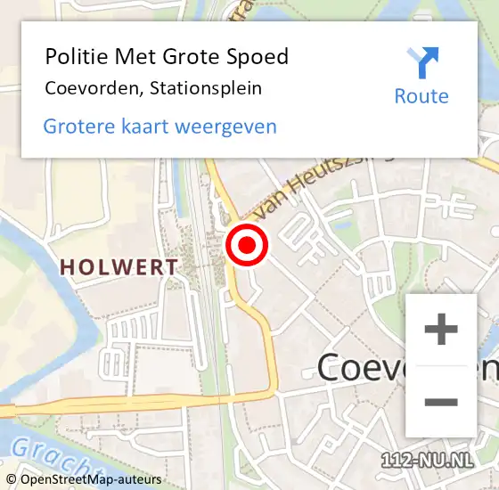 Locatie op kaart van de 112 melding: Politie Met Grote Spoed Naar Coevorden, Stationsplein op 4 januari 2022 17:11