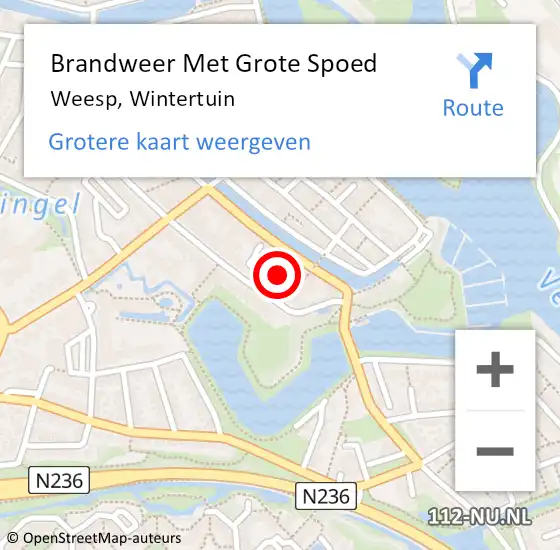 Locatie op kaart van de 112 melding: Brandweer Met Grote Spoed Naar Weesp, Wintertuin op 4 januari 2022 17:37