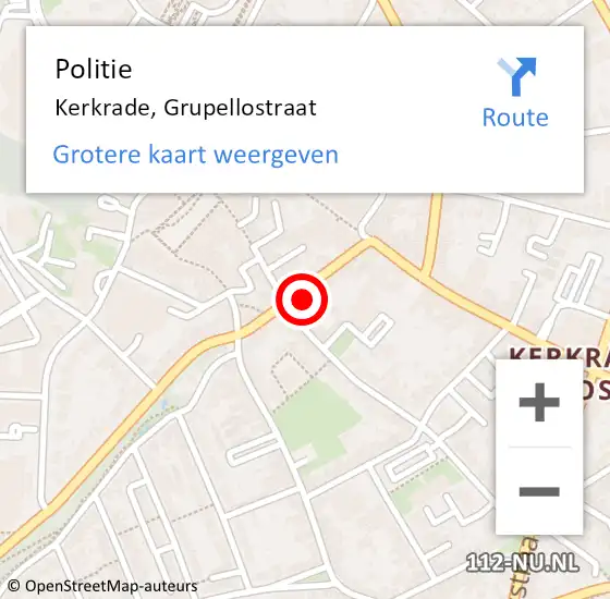 Locatie op kaart van de 112 melding: Politie Kerkrade, Grupellostraat op 4 januari 2022 17:37