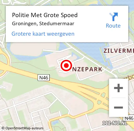 Locatie op kaart van de 112 melding: Politie Met Grote Spoed Naar Groningen, Stedumermaar op 4 januari 2022 17:49