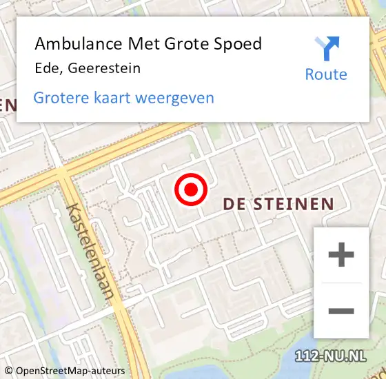 Locatie op kaart van de 112 melding: Ambulance Met Grote Spoed Naar Ede, Geerestein op 4 januari 2022 18:00