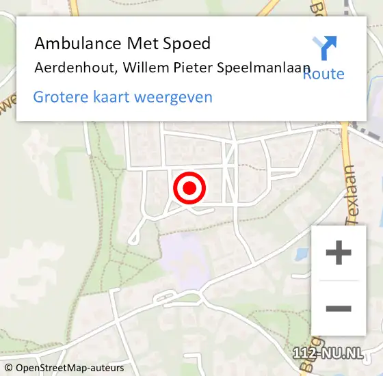 Locatie op kaart van de 112 melding: Ambulance Met Spoed Naar Aerdenhout, Willem Pieter Speelmanlaan op 4 januari 2022 18:02