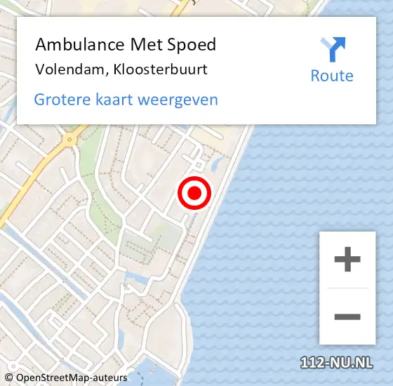 Locatie op kaart van de 112 melding: Ambulance Met Spoed Naar Volendam, Kloosterbuurt op 4 januari 2022 18:32