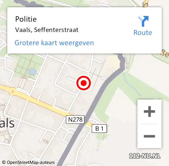 Locatie op kaart van de 112 melding: Politie Vaals, Seffenterstraat op 4 januari 2022 18:43