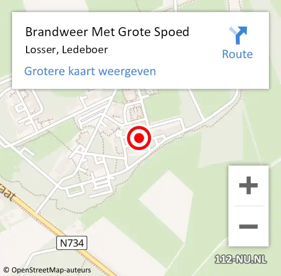 Locatie op kaart van de 112 melding: Brandweer Met Grote Spoed Naar Losser, Ledeboer op 4 januari 2022 18:49