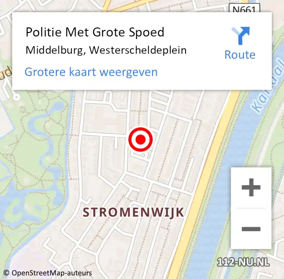 Locatie op kaart van de 112 melding: Politie Met Grote Spoed Naar Middelburg, Westerscheldeplein op 4 januari 2022 19:31