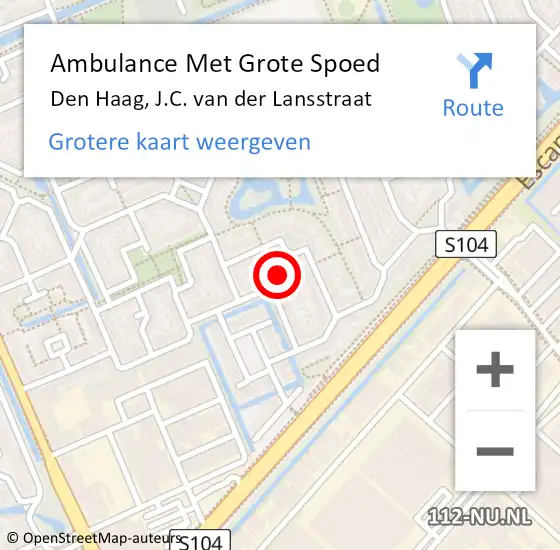 Locatie op kaart van de 112 melding: Ambulance Met Grote Spoed Naar Den Haag, J.C. van der Lansstraat op 4 januari 2022 19:40