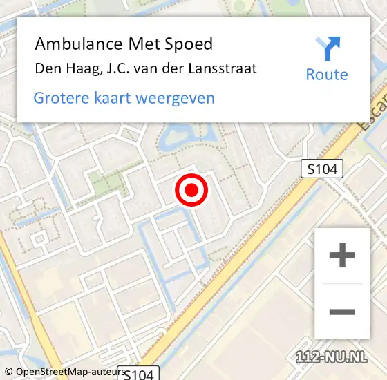 Locatie op kaart van de 112 melding: Ambulance Met Spoed Naar Den Haag, J.C. van der Lansstraat op 4 januari 2022 19:47