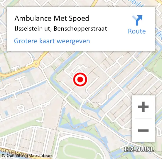 Locatie op kaart van de 112 melding: Ambulance Met Spoed Naar IJsselstein ut, Benschopperstraat op 4 juli 2014 11:59