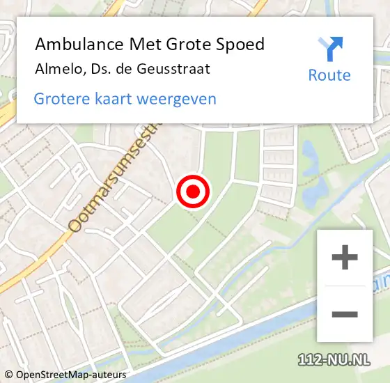 Locatie op kaart van de 112 melding: Ambulance Met Grote Spoed Naar Almelo, Ds. de Geusstraat op 4 januari 2022 20:16