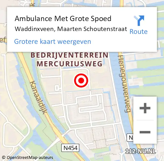 Locatie op kaart van de 112 melding: Ambulance Met Grote Spoed Naar Waddinxveen, Maarten Schoutenstraat op 4 januari 2022 20:17