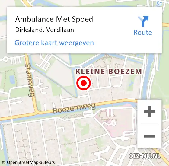 Locatie op kaart van de 112 melding: Ambulance Met Spoed Naar Dirksland, Verdilaan op 4 januari 2022 20:31