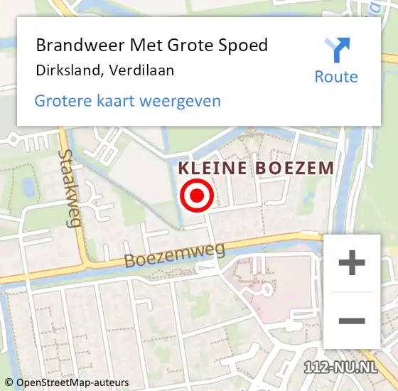 Locatie op kaart van de 112 melding: Brandweer Met Grote Spoed Naar Dirksland, Verdilaan op 4 januari 2022 20:32