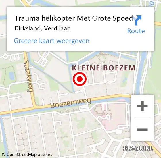 Locatie op kaart van de 112 melding: Trauma helikopter Met Grote Spoed Naar Dirksland, Verdilaan op 4 januari 2022 20:33