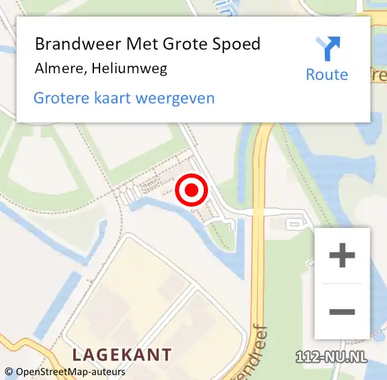 Locatie op kaart van de 112 melding: Brandweer Met Grote Spoed Naar Almere, Heliumweg op 4 juli 2014 12:01