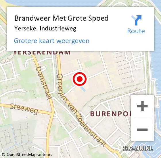 Locatie op kaart van de 112 melding: Brandweer Met Grote Spoed Naar Yerseke, Industrieweg op 4 januari 2022 20:46