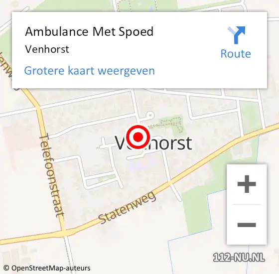 Locatie op kaart van de 112 melding: Ambulance Met Spoed Naar Venhorst op 4 januari 2022 20:47