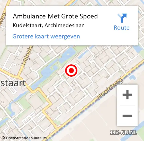 Locatie op kaart van de 112 melding: Ambulance Met Grote Spoed Naar Kudelstaart, Archimedeslaan op 4 januari 2022 20:51