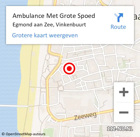 Locatie op kaart van de 112 melding: Ambulance Met Grote Spoed Naar Egmond aan Zee, Vinkenbuurt op 4 januari 2022 20:56