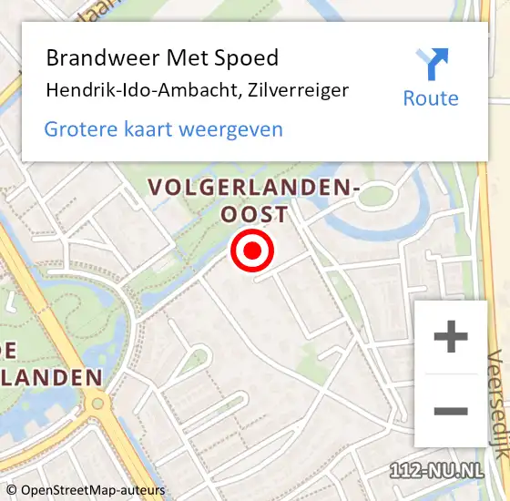 Locatie op kaart van de 112 melding: Brandweer Met Spoed Naar Hendrik-Ido-Ambacht, Zilverreiger op 4 januari 2022 21:14