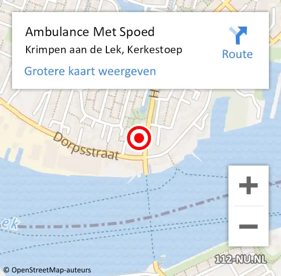 Locatie op kaart van de 112 melding: Ambulance Met Spoed Naar Krimpen aan de Lek, Kerkestoep op 4 januari 2022 21:17