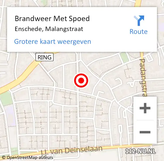 Locatie op kaart van de 112 melding: Brandweer Met Spoed Naar Enschede, Malangstraat op 4 januari 2022 21:19