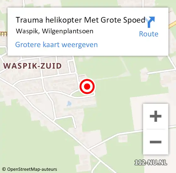 Locatie op kaart van de 112 melding: Trauma helikopter Met Grote Spoed Naar Waspik, Wilgenplantsoen op 4 januari 2022 21:31