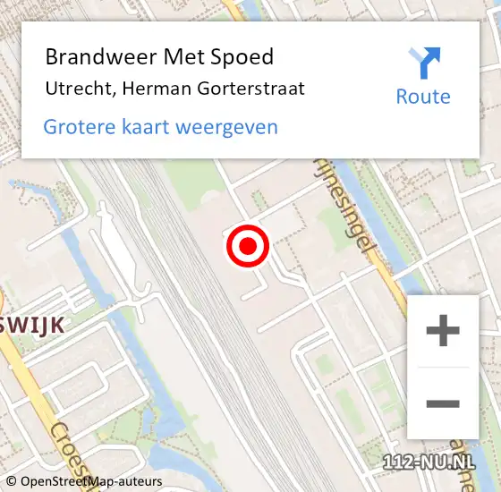 Locatie op kaart van de 112 melding: Brandweer Met Spoed Naar Utrecht, Herman Gorterstraat op 4 januari 2022 21:54