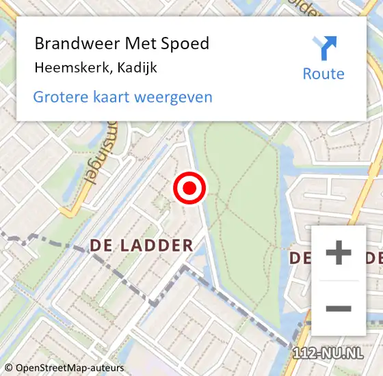 Locatie op kaart van de 112 melding: Brandweer Met Spoed Naar Heemskerk, Kadijk op 4 januari 2022 22:02