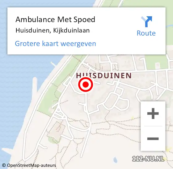 Locatie op kaart van de 112 melding: Ambulance Met Spoed Naar Huisduinen, Kijkduinlaan op 4 januari 2022 22:22