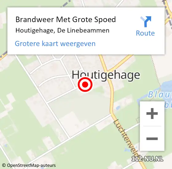 Locatie op kaart van de 112 melding: Brandweer Met Grote Spoed Naar Houtigehage, De Linebeammen op 4 januari 2022 22:37