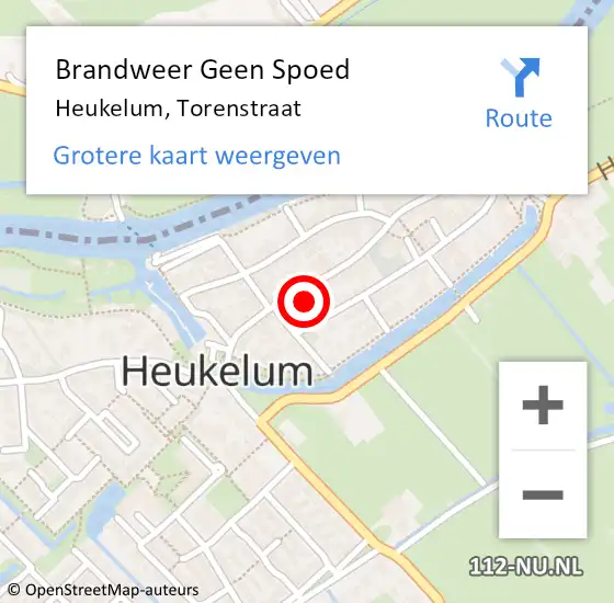 Locatie op kaart van de 112 melding: Brandweer Geen Spoed Naar Heukelum, Torenstraat op 4 januari 2022 22:41