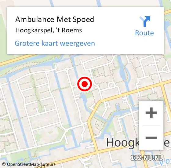 Locatie op kaart van de 112 melding: Ambulance Met Spoed Naar Hoogkarspel, 't Roems op 4 januari 2022 22:59