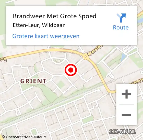 Locatie op kaart van de 112 melding: Brandweer Met Grote Spoed Naar Etten-Leur, Wildbaan op 4 januari 2022 23:28