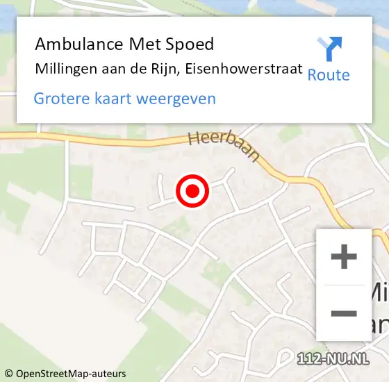 Locatie op kaart van de 112 melding: Ambulance Met Spoed Naar Millingen aan de Rijn, Eisenhowerstraat op 5 januari 2022 01:10
