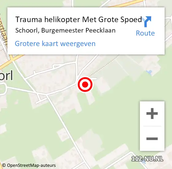 Locatie op kaart van de 112 melding: Trauma helikopter Met Grote Spoed Naar Schoorl, Burgemeester Peecklaan op 5 januari 2022 01:46