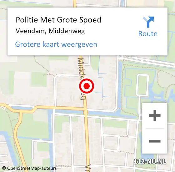 Locatie op kaart van de 112 melding: Politie Met Grote Spoed Naar Veendam, Middenweg op 5 januari 2022 03:05