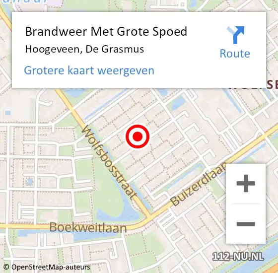 Locatie op kaart van de 112 melding: Brandweer Met Grote Spoed Naar Hoogeveen, De Grasmus op 5 januari 2022 03:10