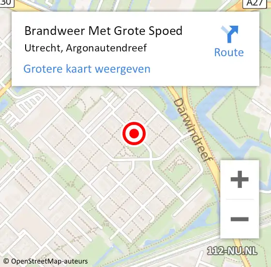 Locatie op kaart van de 112 melding: Brandweer Met Grote Spoed Naar Utrecht, Argonautendreef op 5 januari 2022 04:30