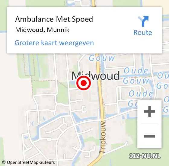Locatie op kaart van de 112 melding: Ambulance Met Spoed Naar Midwoud, Munnik op 5 januari 2022 05:04