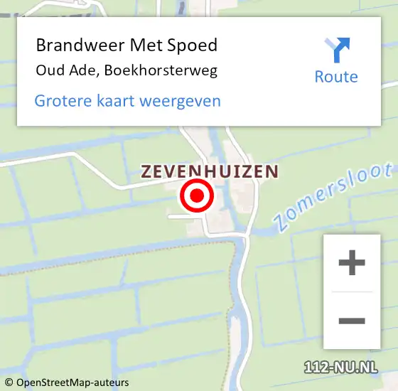 Locatie op kaart van de 112 melding: Brandweer Met Spoed Naar Oud Ade, Boekhorsterweg op 5 januari 2022 05:31