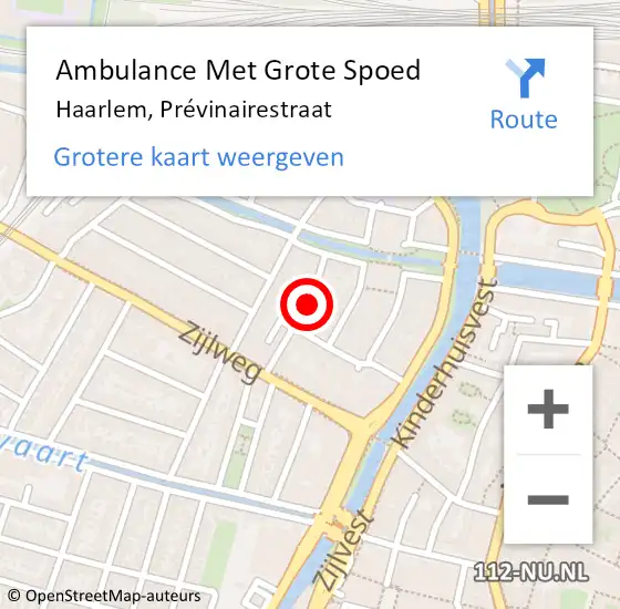 Locatie op kaart van de 112 melding: Ambulance Met Grote Spoed Naar Haarlem, Prévinairestraat op 5 januari 2022 06:16