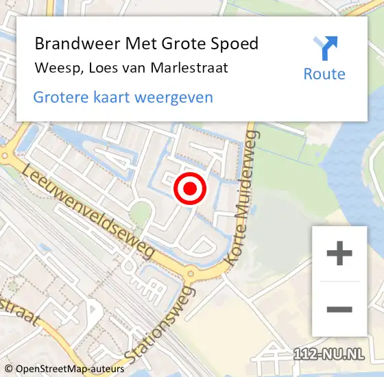 Locatie op kaart van de 112 melding: Brandweer Met Grote Spoed Naar Weesp, Loes van Marlestraat op 5 januari 2022 06:45