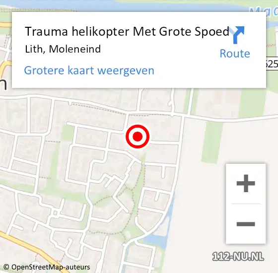 Locatie op kaart van de 112 melding: Trauma helikopter Met Grote Spoed Naar Lith, Moleneind op 5 januari 2022 07:31