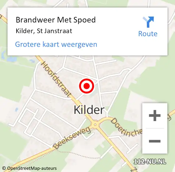 Locatie op kaart van de 112 melding: Brandweer Met Spoed Naar Kilder, St Janstraat op 5 januari 2022 07:45