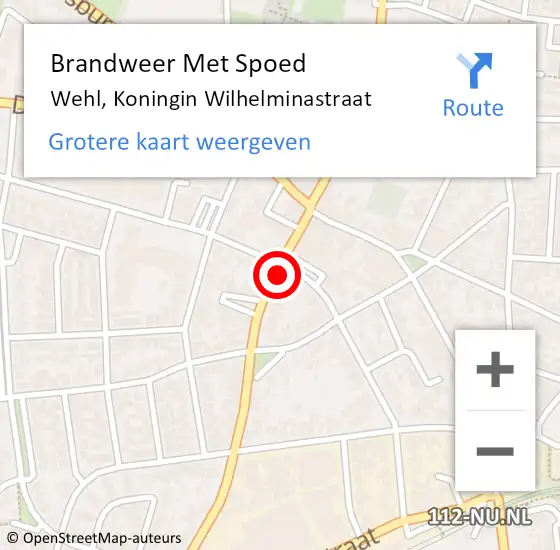 Locatie op kaart van de 112 melding: Brandweer Met Spoed Naar Wehl, Koningin Wilhelminastraat op 5 januari 2022 07:54